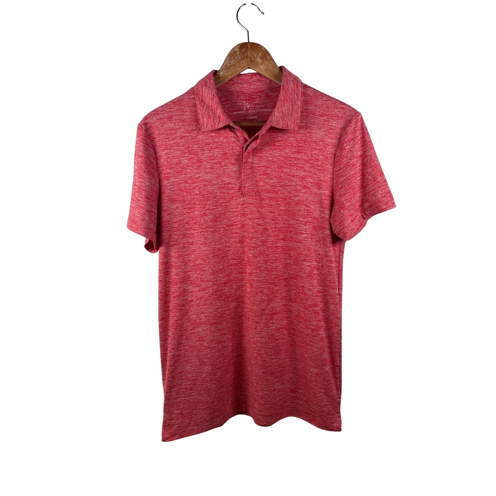 Marc Anthony Mens Small Red Marled Heathered Luxury Golf Polo Shirt Professional
